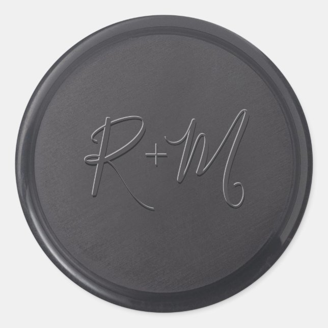 Cursive Initial Black Wax Seal Sticker (Front)