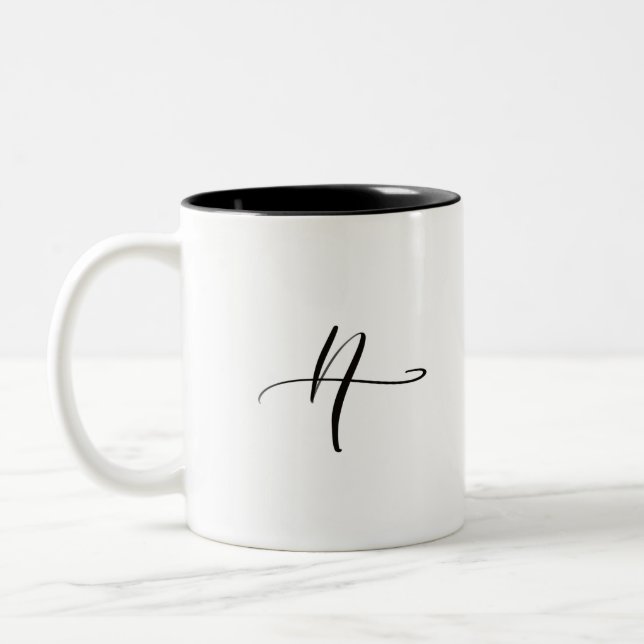 Cursive Letter “A”Mug Two-Tone Coffee Mug (Left)