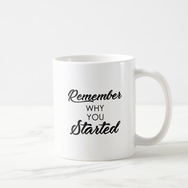 Cursive Letters Remember Why You Started Coffee Mug (Right)