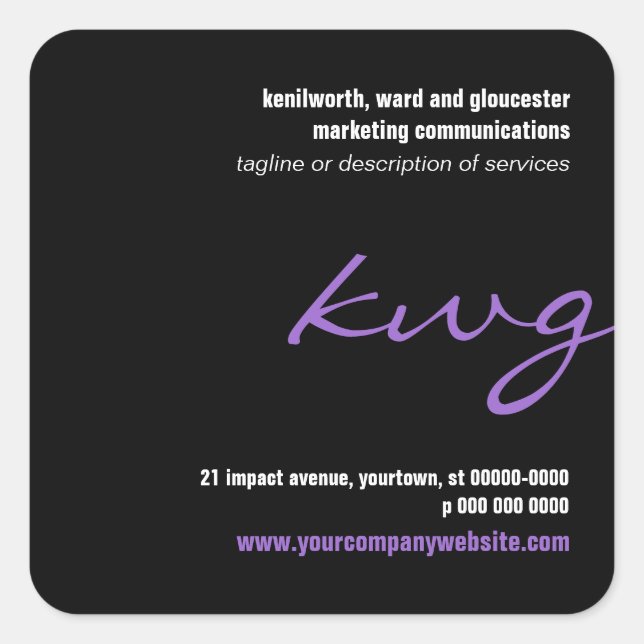 Cursive Lilac Monogram Promotional Sticker (Front)