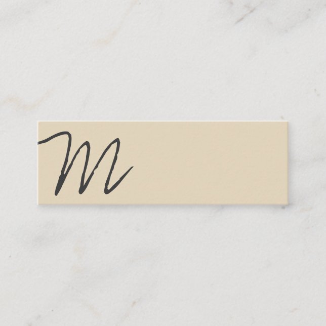 Cursive Monogram | Asymmetric (beige) Mini Business Card (Front)