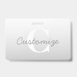 Cursive Name or other Text w/Monogram Gradient ID Badge