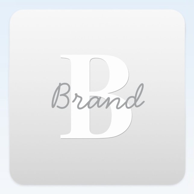 Cursive Name or other Text w/Monogram | Gradient  Square Sticker (Creator Uploaded)