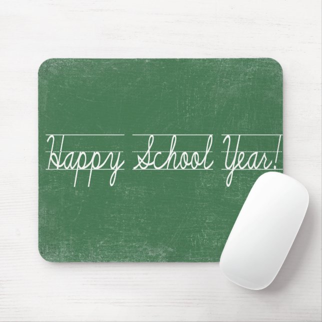 Cursive Penmanship On Green Chalkboard Mouse Mat (With Mouse)