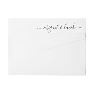 Cursive script handwritten calligraphy wedding wrap around label