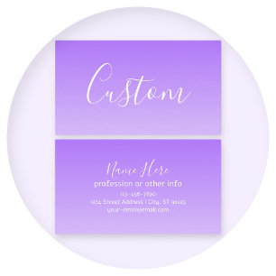 Cursive Script Name & Editable Light Purple Ombre  Business Card