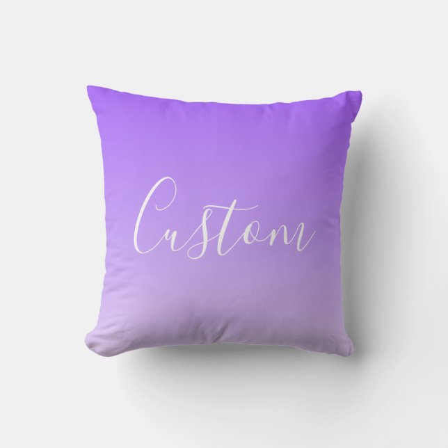 Cursive Script Name & Editable Light Purple Ombre  Cushion (Front)