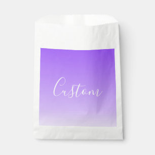 Cursive Script Name & Editable Light Purple Ombre Favour Bags