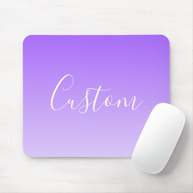 Cursive Script Name & Editable Light Purple Ombre  Mouse Mat (With Mouse)