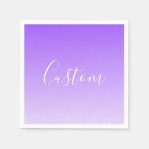 Cursive Script Name & Editable Light Purple Ombre  Napkin