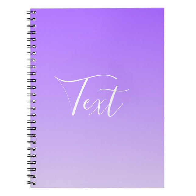 Cursive Script Name & Editable Light Purple Ombre  Notebook (Front)