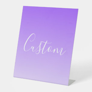 Cursive Script Name & Editable Light Purple Ombre Pedestal Sign