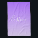 Cursive Script Name & Editable Light Purple Ombre  Tea Towel<br><div class="desc">Modern minimal ombre design with editable text and background colour.</div>