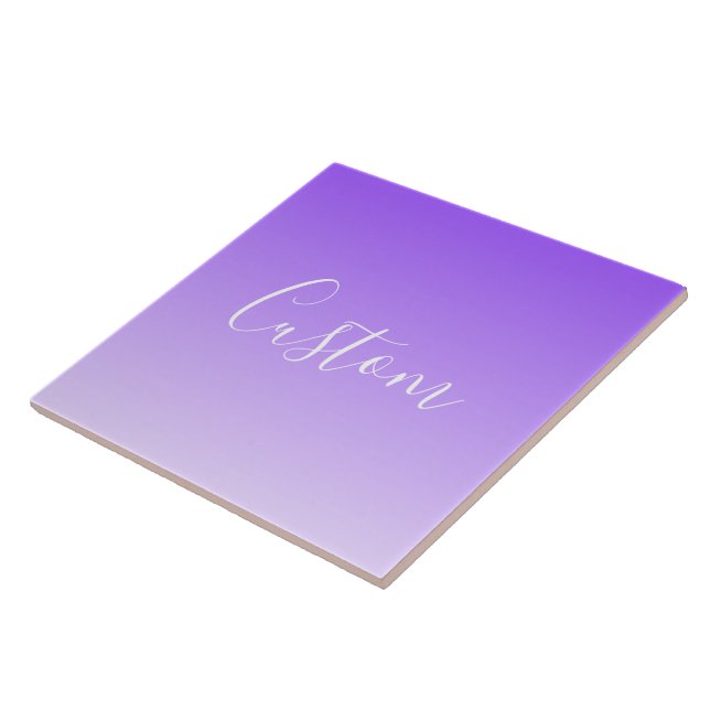 Cursive Script Name & Editable Light Purple Ombre  Tile (Side)