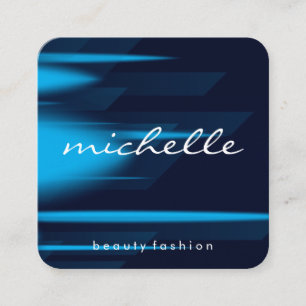 Cursive Text   Blue Hues Background Square Business Card