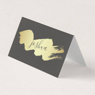 Cursive Text   Gold Brushed Business Card