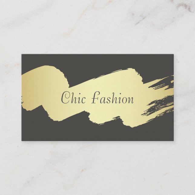 Cursive Text | Gold Brushed | Stylish Business Card (Front)