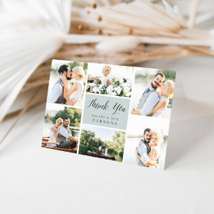 Cursive   Wedding Photo Collage Thank You Card