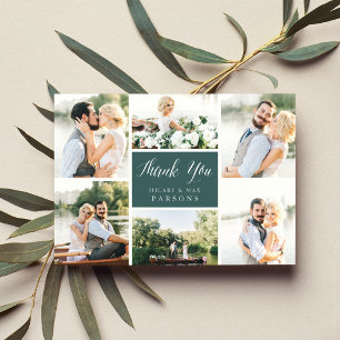 Cursive   Wedding Photo Flat Thank You Card