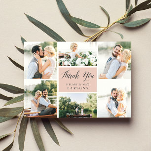 Cursive   Wedding Photo Flat Thank You Card