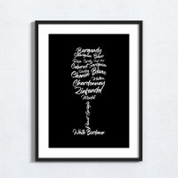 Cursive Wine Typography in black and white