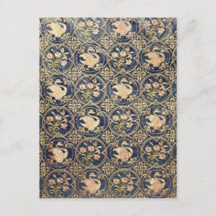 Curtain decorated with swans and fleur-de-lys postcard
