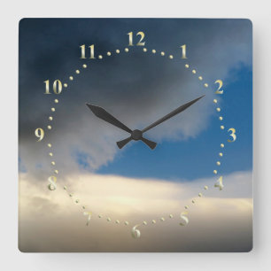curtain of clouds square wall clock