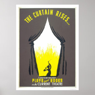Curtain Rises Theatre 1942 WPA Poster