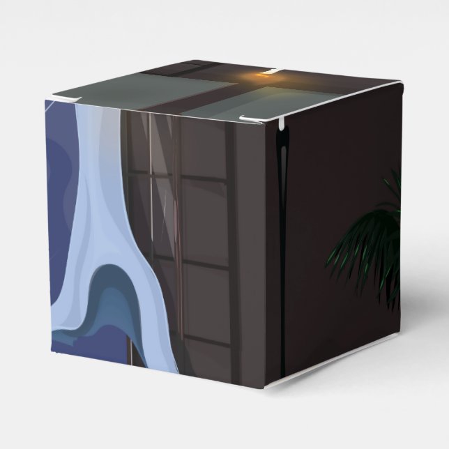 Curtains Flowing in a breeze Favour Box (Front Side)