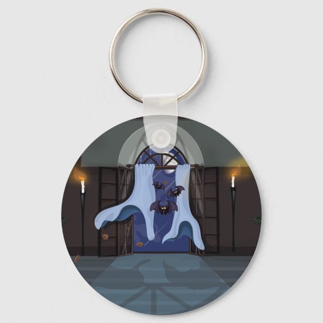 Curtains waving in the night key ring (Front)