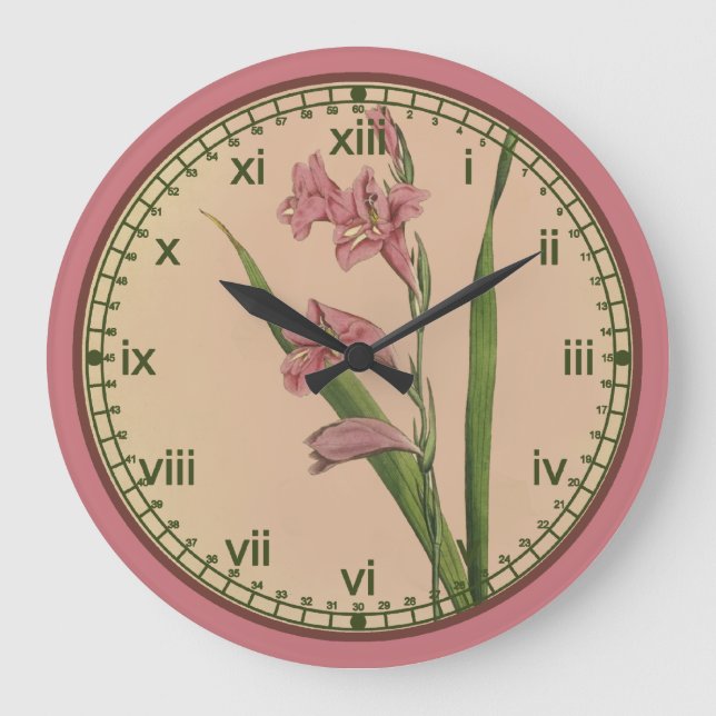 Curtis Botanical Pink Lily Wall Clock in 3 Styles (Front)