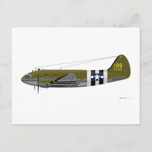 Curtiss C-46 Commando Invasion Stripes Postcard