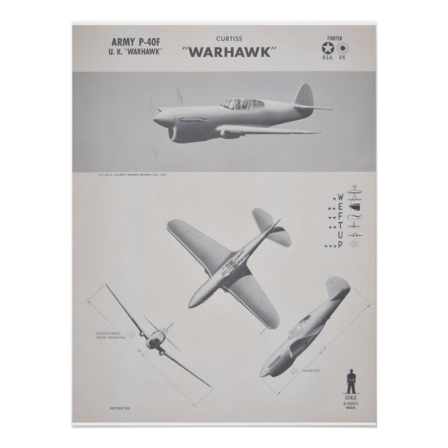 Curtiss P-40 Warhawk Recognition Poster (Front)