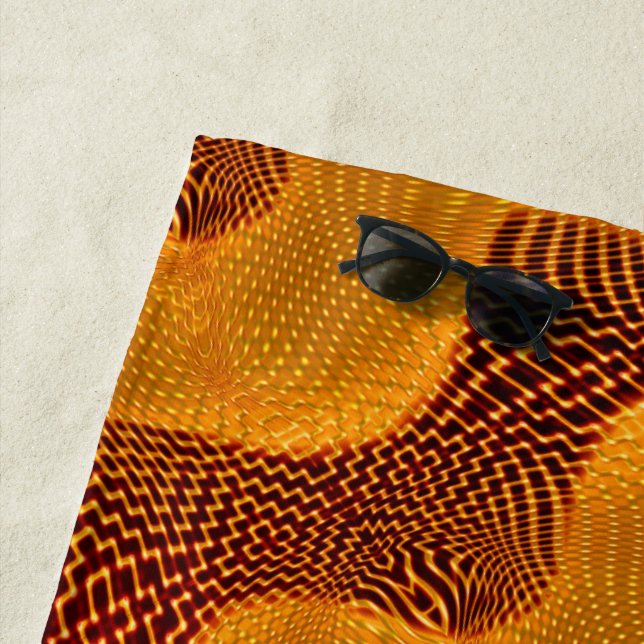 Curva laranja e pontos dourados sobre fundo marrom beach towel (In Situ)