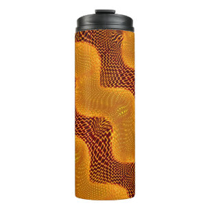 Curva laranja e pontos dourados sobre fundo marrom thermal tumbler