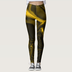 Curvas amarelas ou  dourados em imagem marrom. leggings