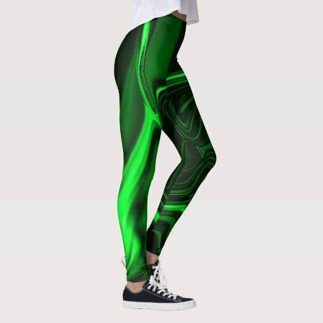 Curvas verdes em imagem verde escura. leggings (Right)