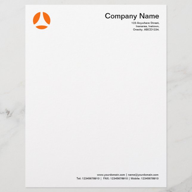 Curve Ball - Orange Customised Letterhead (Front)