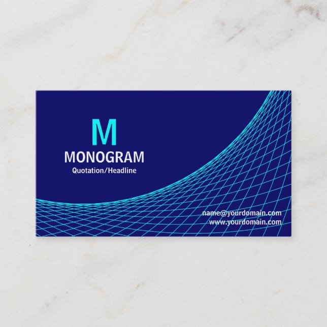 Curve - Cyan Blue on Deep Navy Business Card (Front)
