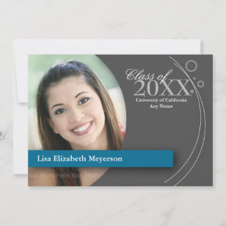 Curve & Dots Graduation: Custom Blue Invitation