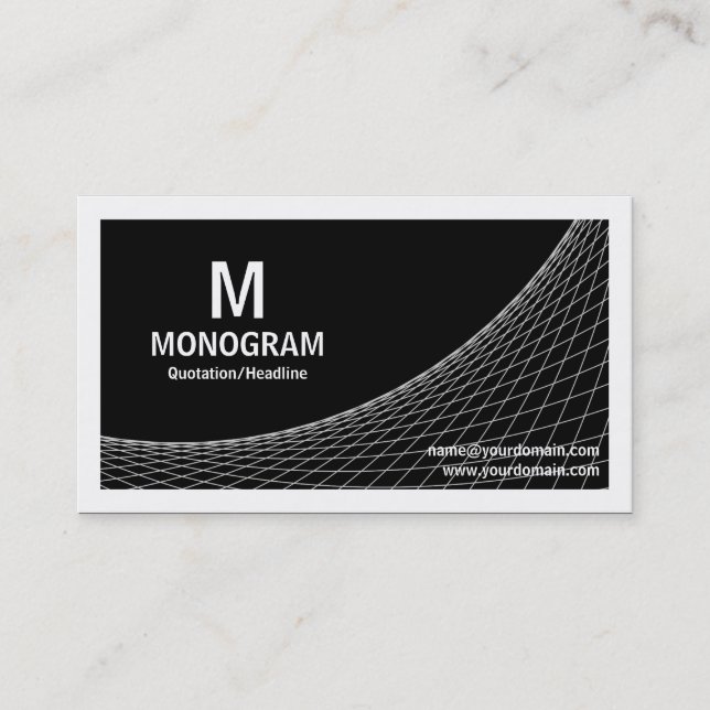 Curve II - Silver Grey on Black Business Card (Front)