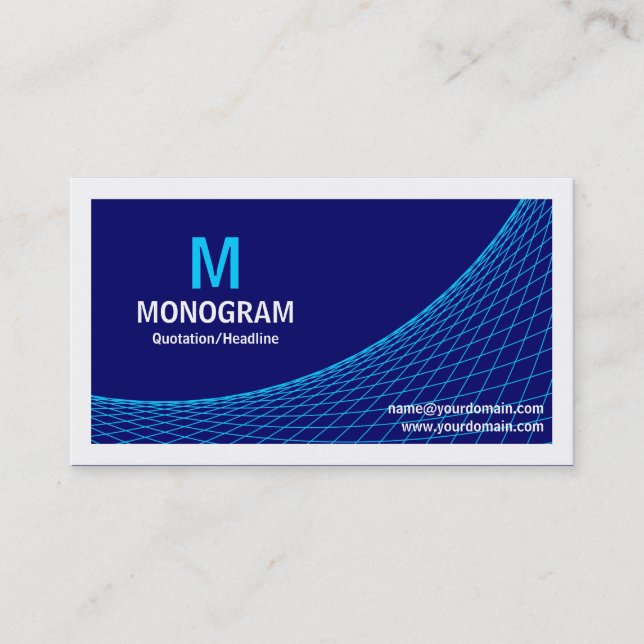 Curve II - Sky Blue on Navy Blue Business Card (Front)