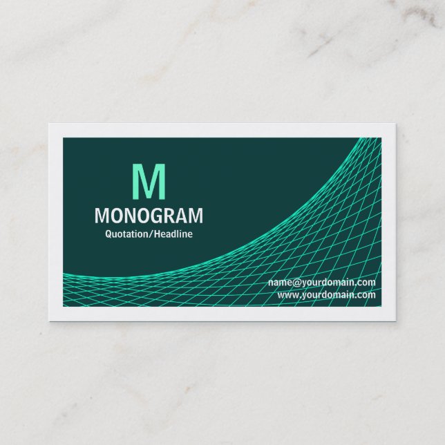 Curve II - Turquoise on Dk Green Business Card (Front)