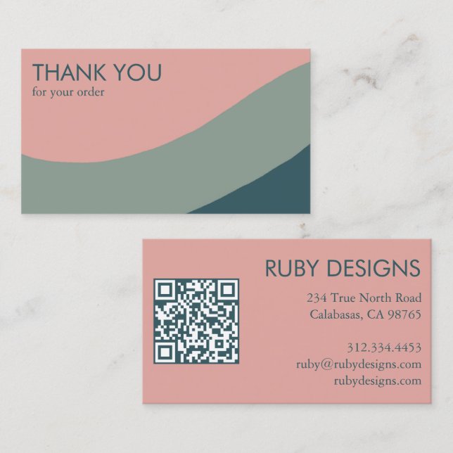 Curve Stripes Retro Minimalist Order Thank You  Business Card (Front/Back)