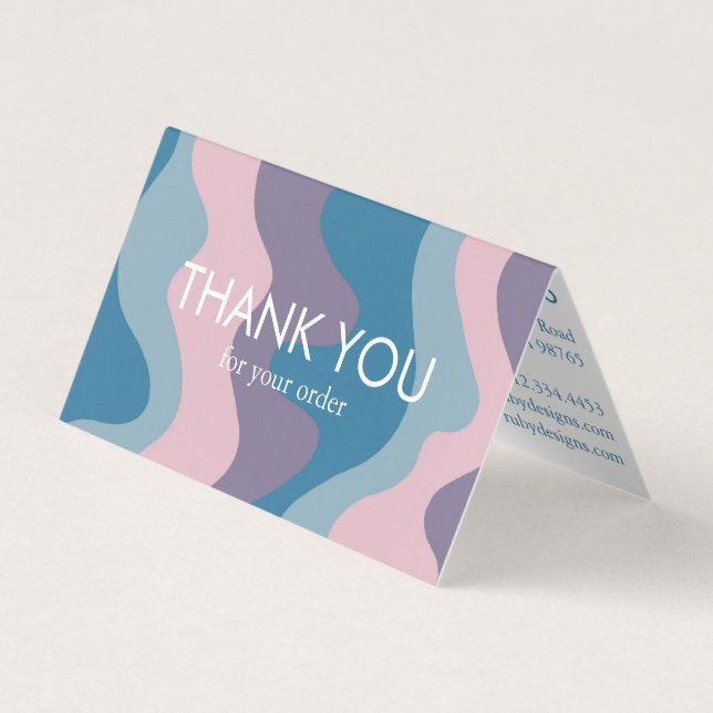 Curve Stripes Retro Minimalist Order Thank You QR Business Card (Front)