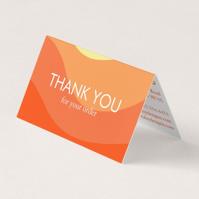 Curve Stripes Retro Minimalist Order Thank You Red Business Card (Front)