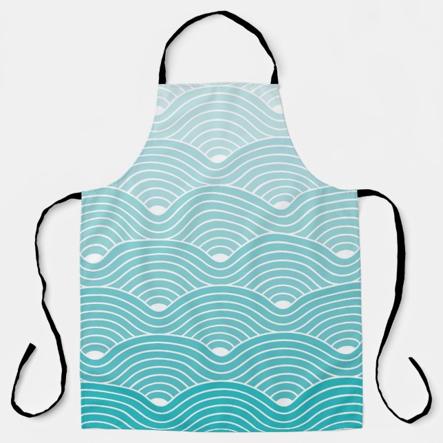 Curve Waves: Vintage Geometric Pattern Apron (Front)