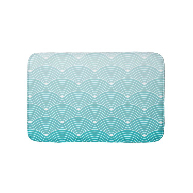 Curve Waves: Vintage Geometric Pattern Bath Mat (Front)