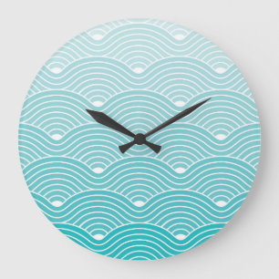Curve Waves: Vintage Geometric Pattern Large Clock