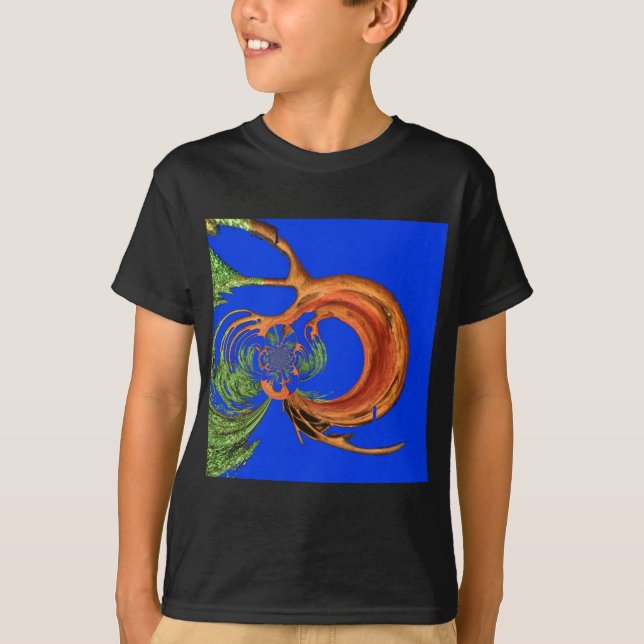 Curved Acacia with Kaleidoscopic Leaves Art Print T-Shirt (Front)